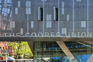 New York, New York - Apr 24, 2021 -  Facade of the Cooper Union Building in the East Village of New York City. photo