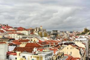 Aerial view of Augusta Street near Commerce Square in Lisbon, Portugal. photo