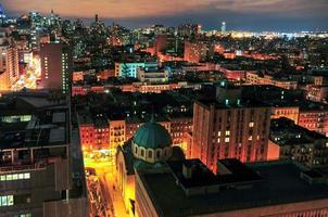 New York's East Village Skyline at Night view views of the Ukrainian Orthodox Church. photo