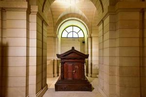 Paris, France - May 17, 2017 -  Rousseau  tomb inside the crypts of French Mausoleum for Great People of France - the Pantheon in Paris, France. photo