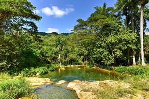 El Nicho Waterfalls in Cuba. El Nicho is located inside the Gran Parque Natural Topes de Collantes, a forested park that extends across the Sierra Escambray mountain range in central Cuba. photo