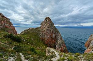 Landscape of Cape Khoboy, Olkhon Island, Baikal, Siberia, Russia photo