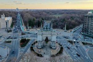 Aerial view of the Triumphal Arch at the Grand Army Plaza in Brooklyn, New York City photo