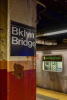 New York, USA - January 30, 2016 -  Brooklyn Bridge subway station in downtown Manhattan, New York. photo