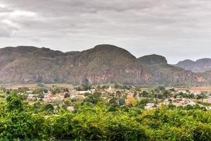 Panoramic view of downtown Vinales, Cuba. photo