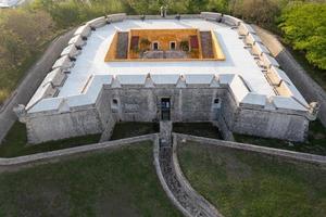 vista aérea del fuerte de san miguel, en campeche, méxico en la península de yucatán. foto