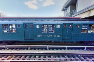 Brooklyn, New York - June 18, 2017 -  Vintage Subway train traveling between Kings Highway and Brighton Beach in Brooklyn, New York. photo