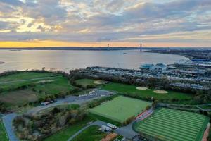 Coney Island panorama in Brooklyn, New York with a view of the Verrazano Bridge in the distance. photo