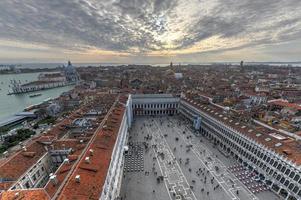 Aerial view of Saint Mark's Square in Venice Italy. It is the principal public square of Venice, Italy, where it is generally known just as la Piazza photo
