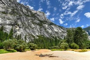 A dry Mirror Meadow during the summer in Yosemite National Park, California, USA. During the summer the meadow fills with water and becomes Mirrow Lake. photo