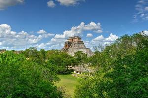 The Pyramid of the Magician at Uxmal, Yucatan, Mexico. It is the tallest and most recognizable structure in Uxmal. photo