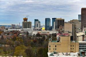 Aerial view of the Boston Skyline from Chinatown in Massachusetts. photo