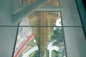 Dubai UAE 6 12 2022. Gold frame with glass floor in Dubai. photo