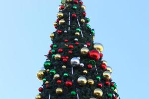 New Year tree in the town square in Israel. photo