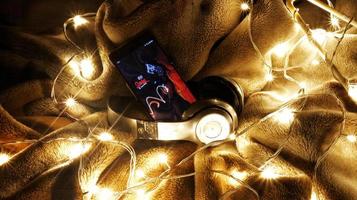 Headphones Surrounded By Fairy Lights In Long Exposure in Karachi Pakistan 2022 photo