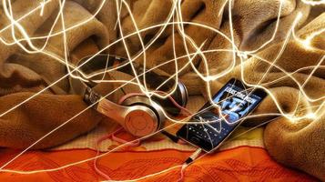 Headphones Surrounded By Fairy Lights In Long Exposure in Karachi Pakistan 2022 photo