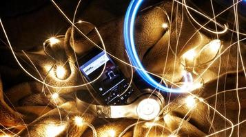 Headphones Surrounded By Fairy Lights In Long Exposure in Karachi Pakistan 2022 photo