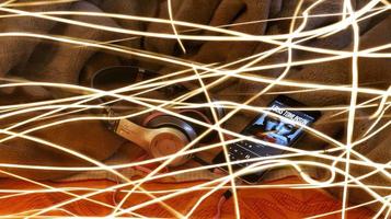 Headphones Surrounded By Fairy Lights In Long Exposure in Karachi Pakistan 2022 photo