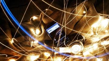 Headphones Surrounded By Fairy Lights In Long Exposure in Karachi Pakistan 2022 photo