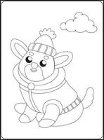 CUTE Winter Animals Coloring Pages vector