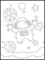 paginas para colorear del espacio para niños vector