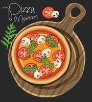 hand drawn pizza on cutting board. Vector