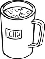 taza, taza de café línea aislada sobre fondo blanco. manual. vector