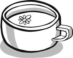 cup with tea or coffee side view. hand drawn vector