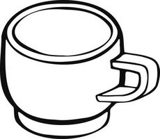 cup with tea or coffee side view. hand drawn vector