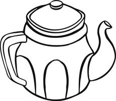 tetera de té de línea aislada sobre fondo blanco. manual. vector