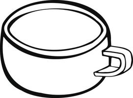 cup with tea or coffee side view. hand drawn vector