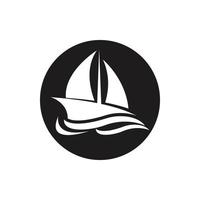 Sailboat boat on sea ocean wave with logo design vector