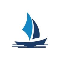 Sailboat boat on sea ocean wave with logo design vector