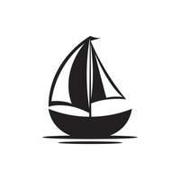 velero en ola oceánica con diseño de logotipo vector