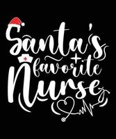 santa favourite nurse tshirt design vector