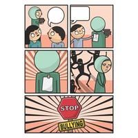 Flat cartoon comic about stop bullying. Vector illustration