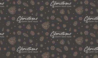 Merry Christmas and Happy New Year decoration pattern background vector