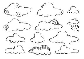 Hand drawn weather collection. Flat style vector illustration on gray background.