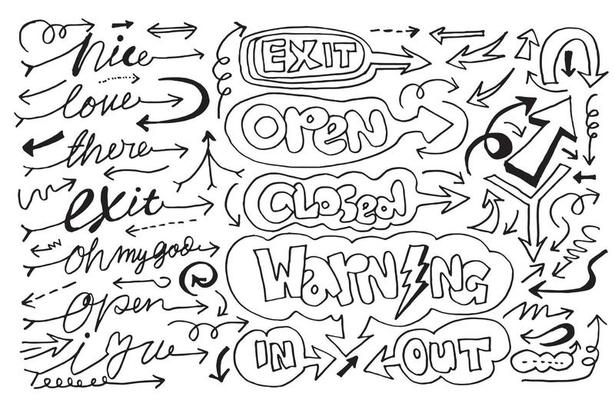 Hand drawn vector arrows set.vector illustration.