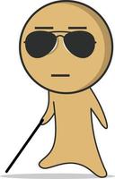 Blind man with glasses walks along the road vector