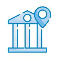 ilustración de estilo de vector de ubicación de banco. icono de color azul de negocios y finanzas.