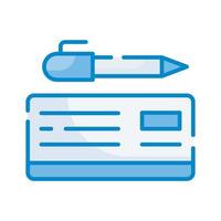 Bank Check Vector Style illustration. Business and Finance Blue Colour Icon.