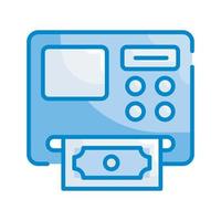 Atm machine Vector Style illustration. Business and Finance Blue Colour Icon.