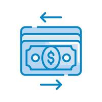 Cash flow Vector Style illustration. Business and Finance Filled Blue Colour Icon.