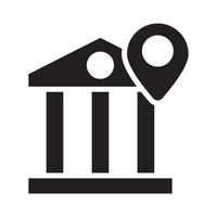 Bank Location Vector Style illustration. Business and Finance Solid Icon.