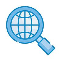 Global Research Vector Style illustration. Business and Finance Blue Colour Icon.