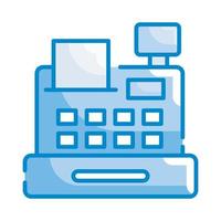 Cash Register Vector Style illustration. Business and Finance Blue Colour Icon.