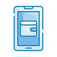 ilustración de estilo de vector de billetera móvil. icono de color azul de negocios y finanzas.