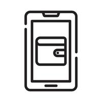 Mobile Wallet Vector Style illustration. Business and Finance Outline Icon.