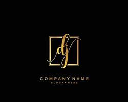 monograma de belleza dj inicial y diseño de logotipo elegante, logotipo de escritura a mano de firma inicial, boda, moda, floral y botánica con plantilla creativa. vector